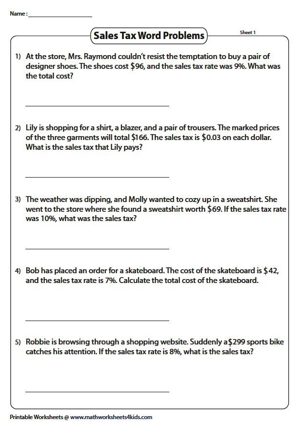 Calculating Sales Tax Practice Worksheet for 6th Grade Math 17 Sixth grade student using a worksheet to calculate sales tax on toy purchases