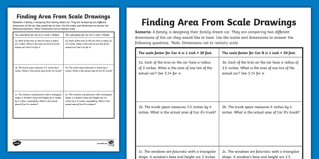 A seventh-grade student solving area problems using a floor plan with given scale measurements and room dimensions