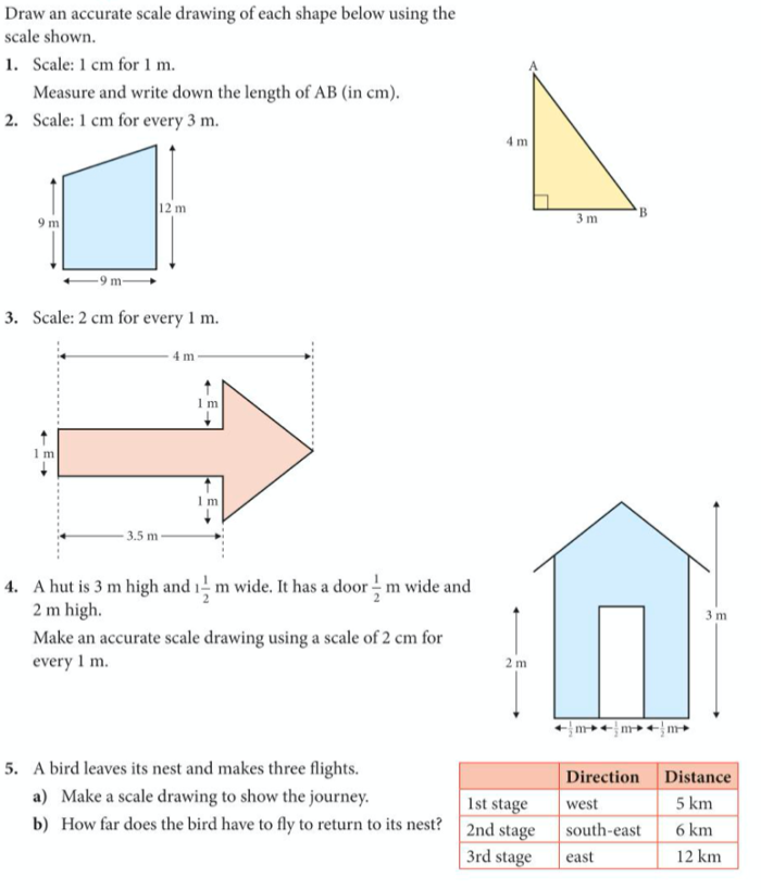 Seventh grade student working through a scale drawing geometry problem to find actual object dimensions