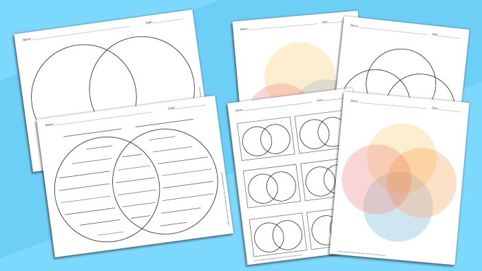 Two-circle Venn diagram graphic organizer template for comparing and contrasting science concepts in multiplication lessons