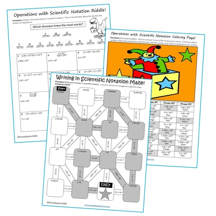 Eighth-grade students navigating a maze using scientific notation concepts
