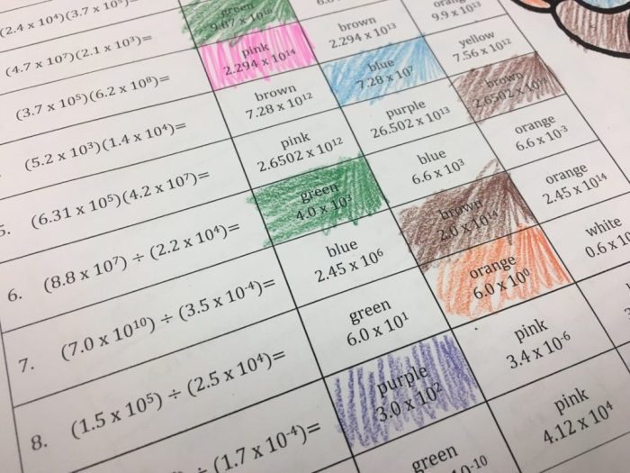 Operations With Numbers in Scientific Notation Worksheet Tenth Edition Eighth grade math worksheet focusing on performing addition subtraction multiplication and division with scientific notation numbers