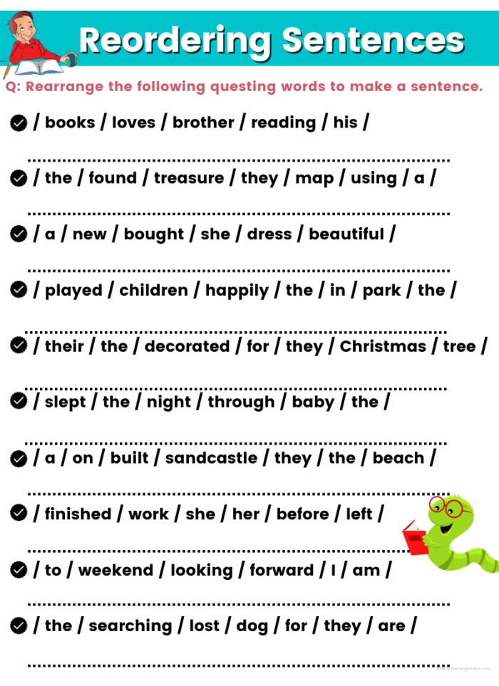 Scrambled Sentences worksheet featuring crazy cake sentences for second graders
