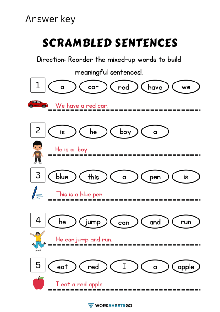 Colorful worksheet for second graders featuring scrambled sentences about crazy cakes