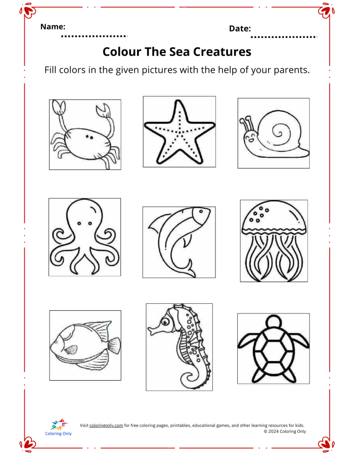 Colorful rulers for measuring various sea creatures in a fun worksheet activity