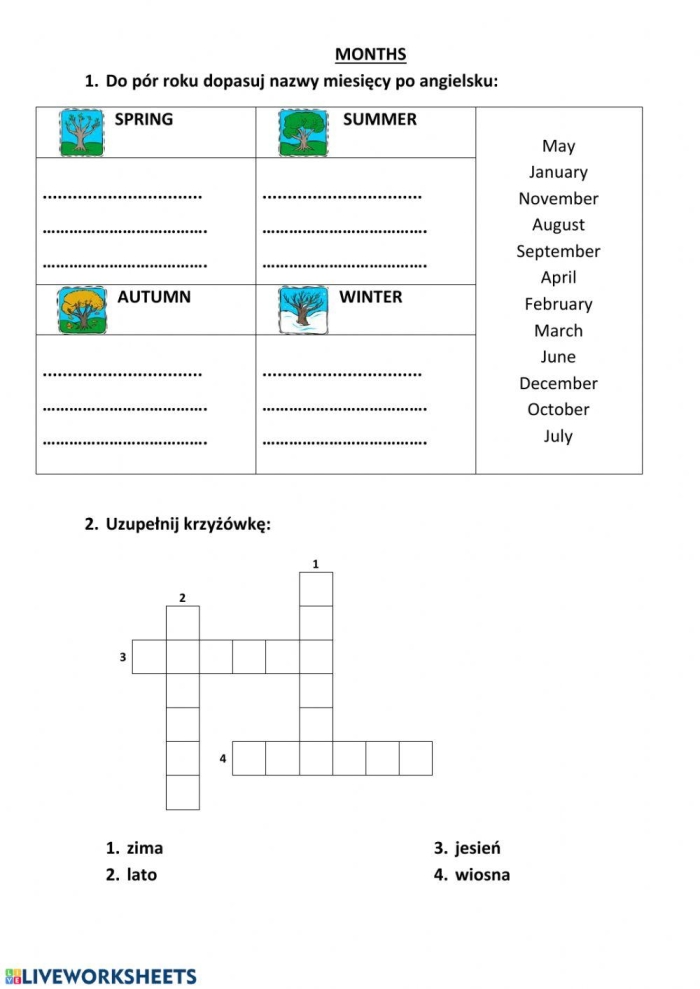 Seasons and Months Match-Up Activity for Young Learners Kindergarten student matching seasons to months with fall winter spring and summer pictures