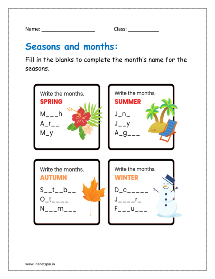Seasons and Months Match-Up Activity for Early Learners Kindergarten student matching seasons to months with fall winter spring and summer pictures
