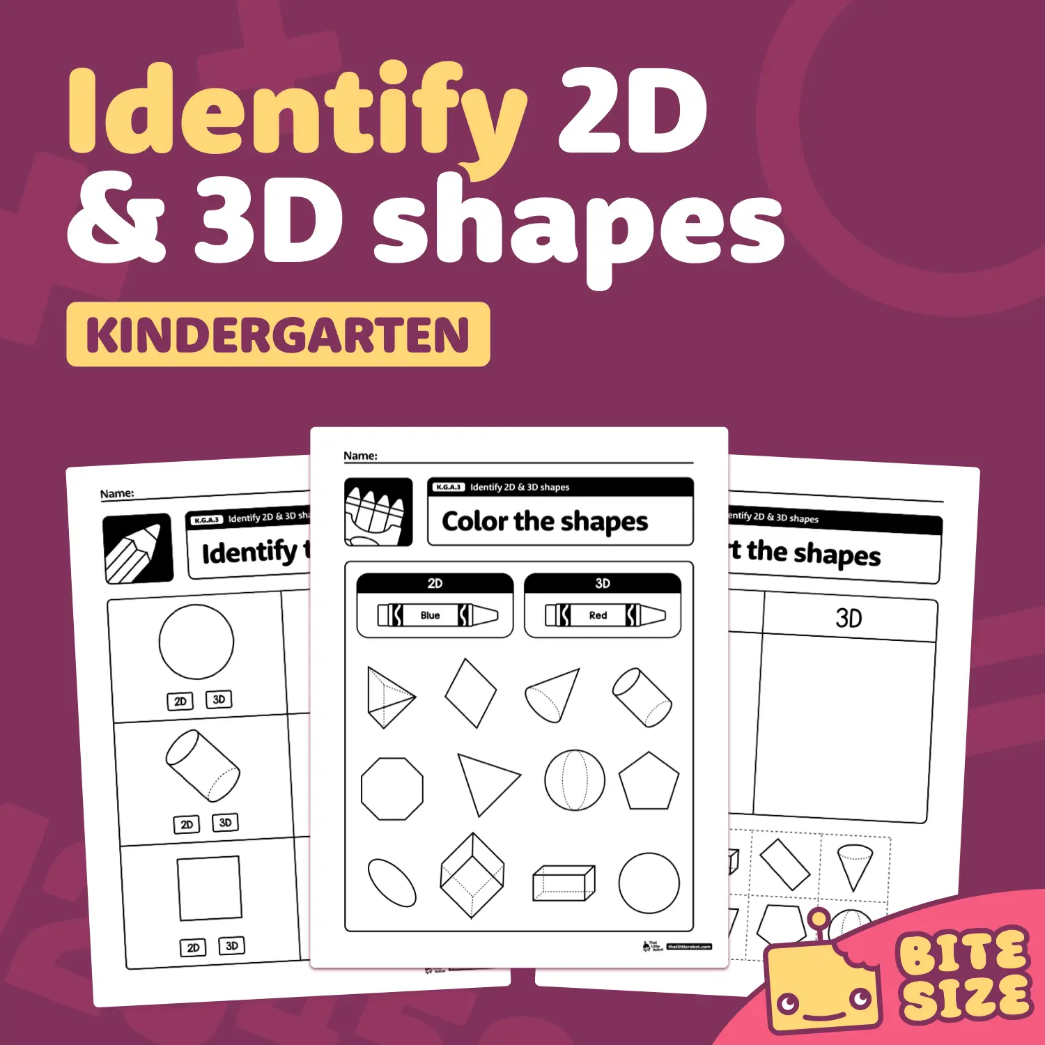 Second grade geometry worksheet for identifying 2-D and 3-D shapes task 15