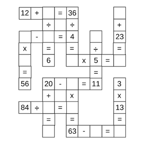 Second grade math worksheet featuring a 2-digit addition crossword puzzle for fraction practice