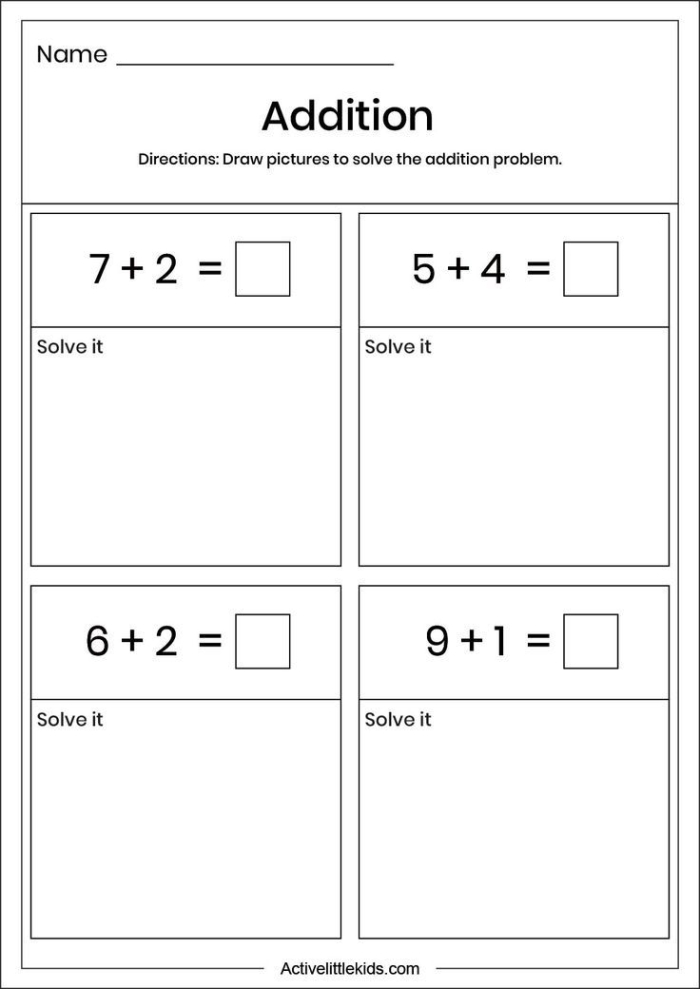 Addition worksheet for second graders featuring colorful math problems