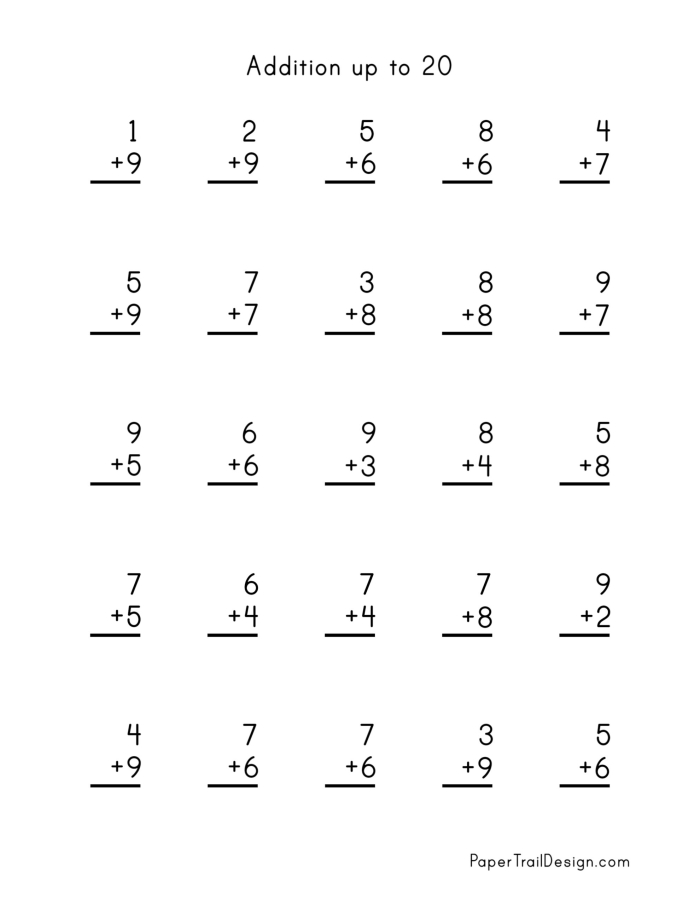 Colorful addition worksheet for second graders with various math problems