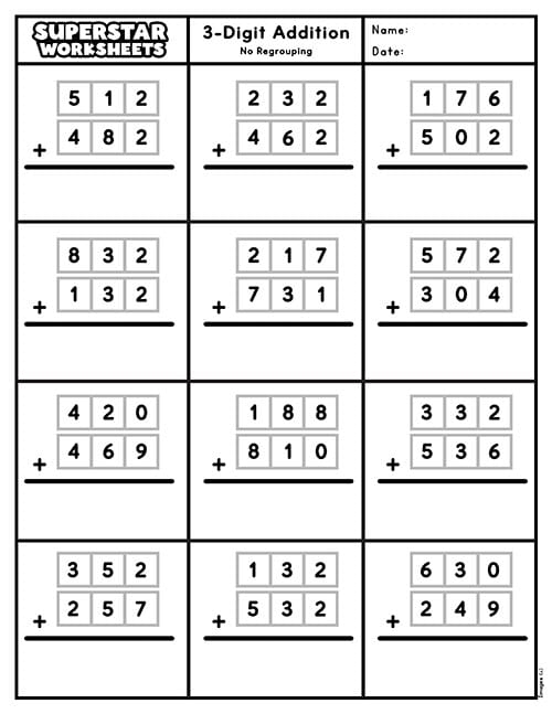 Second grade addition and subtraction practice worksheet featuring two-digit problems