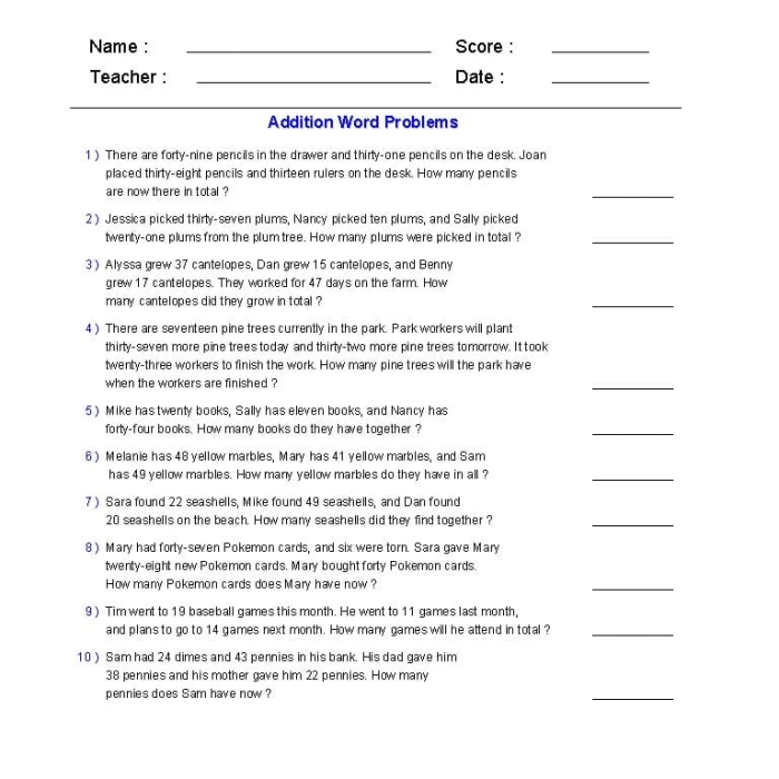 Addition Word Problems Shopping Worksheet for Grade 2 Number 9 Second grade math worksheet featuring shopping word problems for 3-digit addition practice