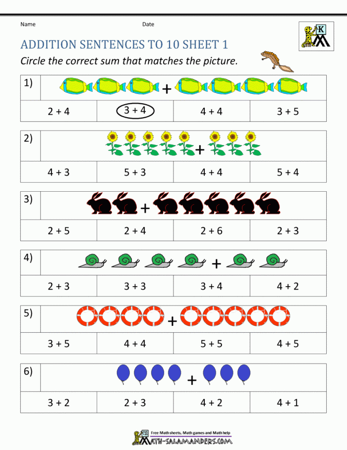 Addition worksheet for second graders featuring colorful math problems