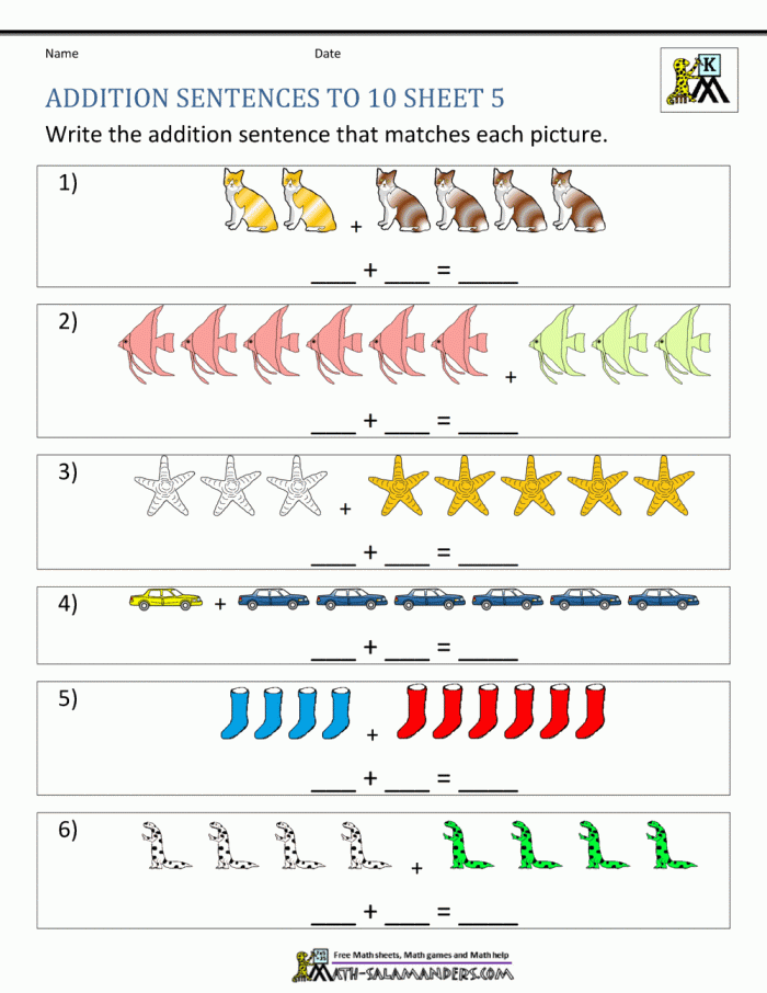 Addition worksheet designed for second graders featuring colorful illustrations
