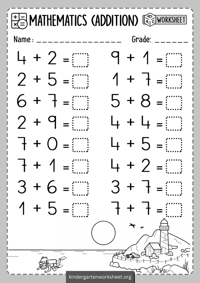 Colorful addition worksheet designed for second graders