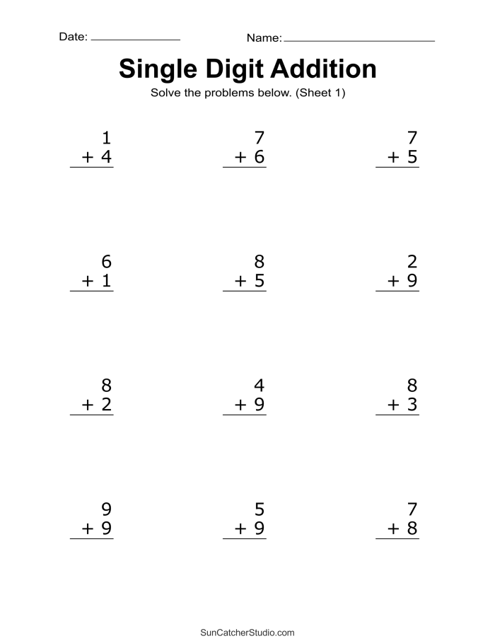 Second grade addition worksheet with colorful illustrations and math problems