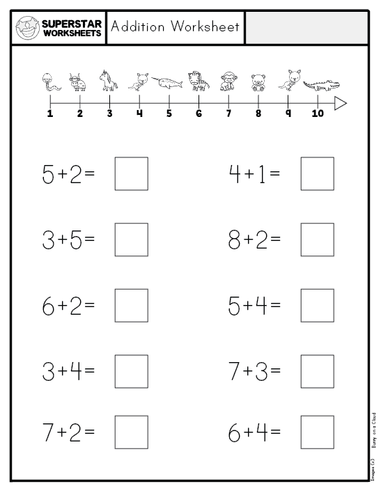Addition worksheet for second graders featuring colorful illustrations and engaging problems