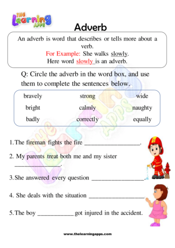 A student identifying and circling adverbs in sentences on the Circle the Adverbs Quickly worksheet for second grade