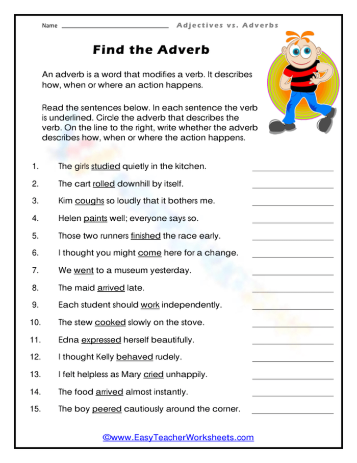 Geometry worksheet for Second Grade Sorting Out Adverbs worksheet for second graders focused on categorizing adverbs by location, degree, manner, time, and frequency. Engaging hands-on grammar activity for young learners to enhance their understanding of adverbs.