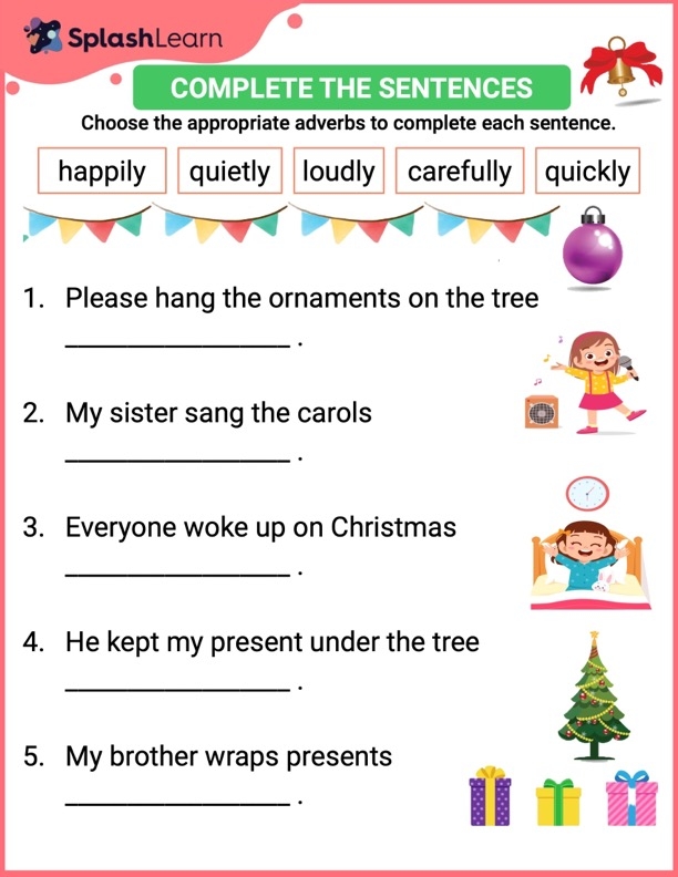 Worksheet for second graders focusing on recognizing and using adverbs in sentences. Practice sheet titled "What Are Adverbs?" for enhancing grammar skills.