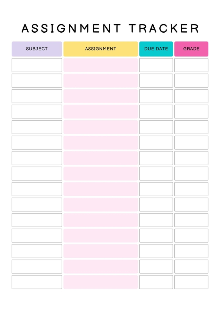 Printable Algebra Homework Planner for Second Grade Students Image 6 Colorful second grade printable homework planner worksheet for algebra studies