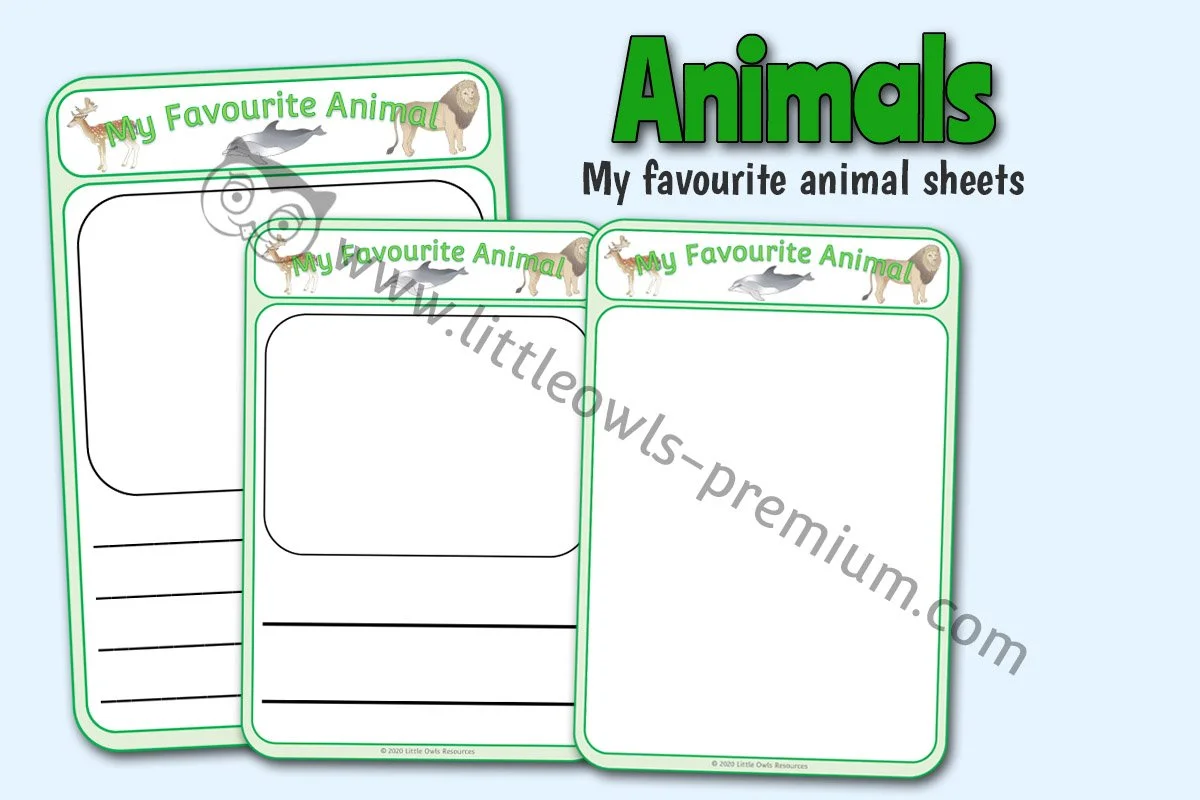 A second-grade student filling out a "Your Favorite Animal" worksheet about decimals. Worksheet image showcasing kids' research and writing on their favorite animals.