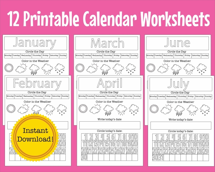 April Calendar Worksheet Number Ten for Second Grade Reading Students Second grade student filling out a printable April calendar worksheet for spring