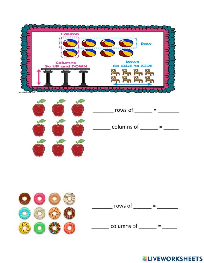 Multiplication Array Practice Worksheet for Grade 2 Students 5 Second grade math worksheet featuring array practice exercises with repeated addition problems