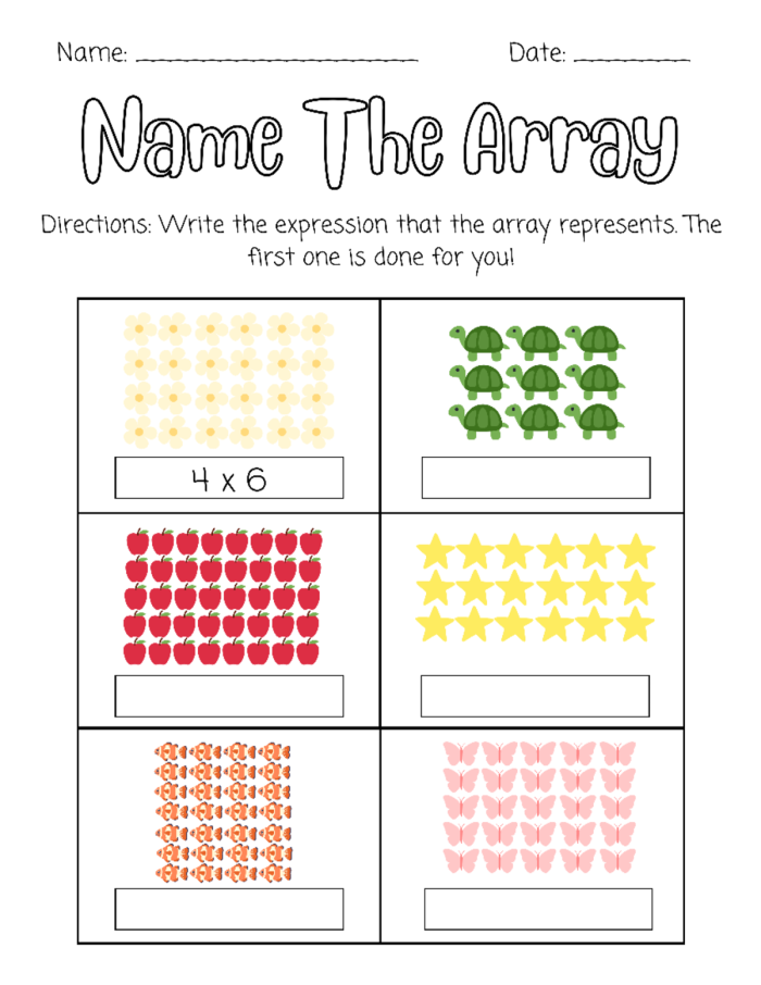 Array Practice Worksheet 10 Multiplication Repeated Addition for Second Grade Second grade multiplication worksheet focusing on identifying arrays through repeated addition number sentences
