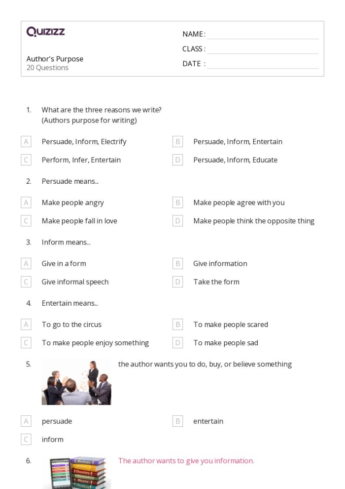 Second grade students analyzing author's purpose by identifying whether a chosen book was written to explain, entertain, or persuade with written justification