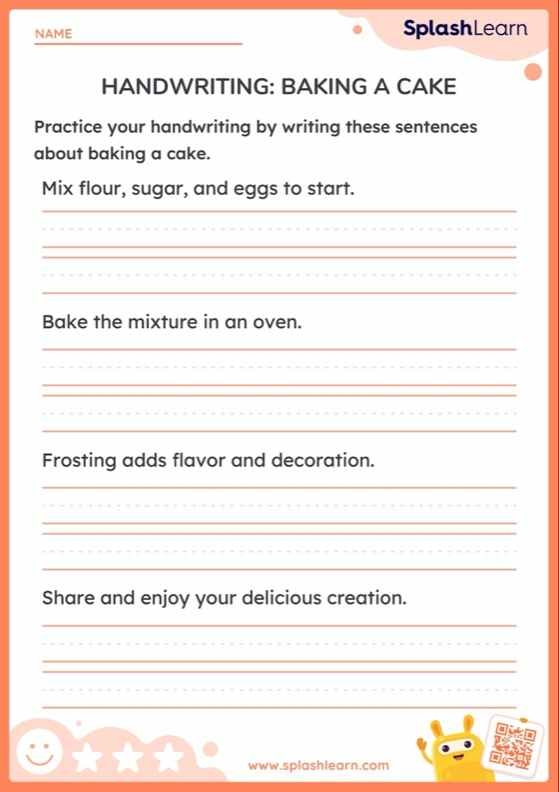 Correct capitalization and punctuation exercise for young writers in grade two Second grade worksheet for fixing sentences about baking a cake with errors