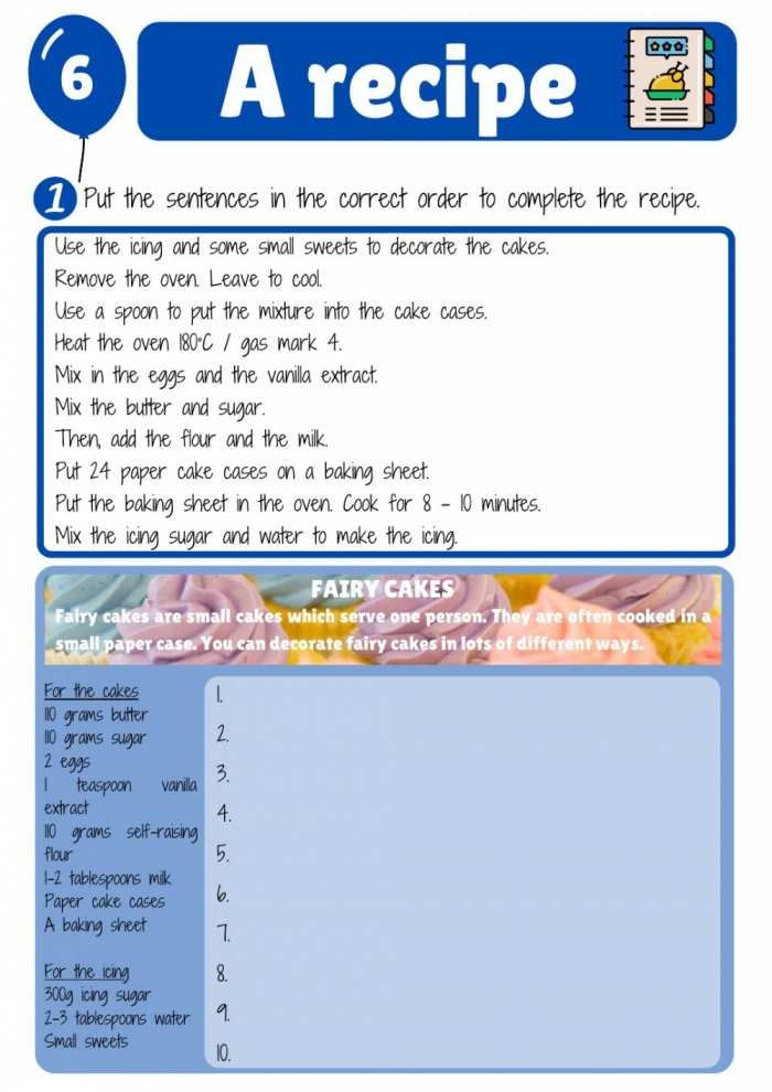 Baking a Cake Sentence Correction Worksheet for Grade 2 Worksheet for fixing sentences about baking a cake for second graders