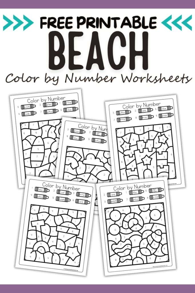 Number Patterns on the Beach Worksheet for Measurement Skills Second-grade student engaged in identifying number patterns on a beach-themed worksheet