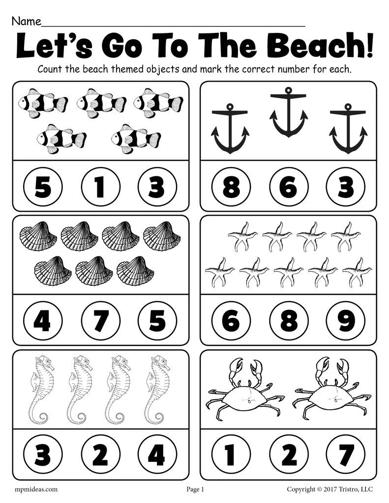 Number Patterns on the Beach Math Worksheet 13 Second grade student completing a beach-themed math worksheet focused on number pattern sequences by twos, fives, and tens
