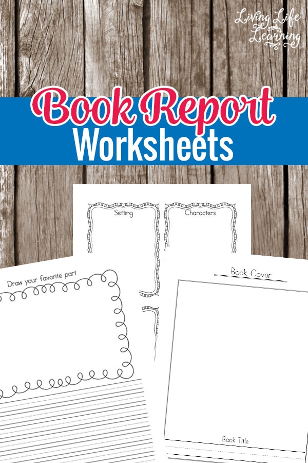 A second grade student fills out a colorful book report worksheet with spaces for title, author, and favorite parts