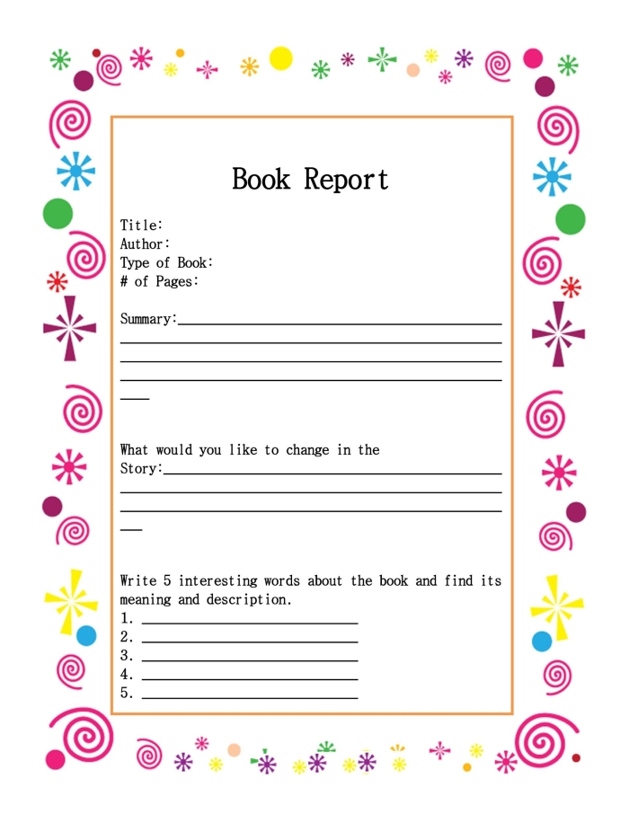 Second grade My Book Report worksheet for geography themed reading assignments