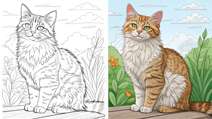 Second grade students counting lucky Maneki-neko statues and feline friends on a printable coloring sheet