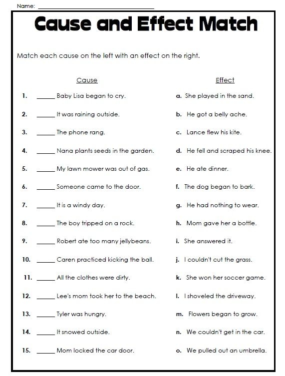 Pair the Cause and Effect worksheet designed for second graders to explore sentence relationships