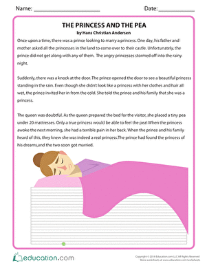 Earth and Space Science worksheet for Second Grade Worksheet featuring character traits related to "The Princess and the Pea" for second graders. Engaging activity to analyze characters using a provided word bank.