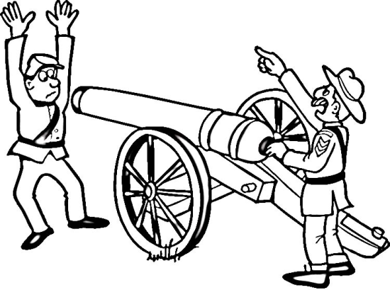 Civil War Coloring Page worksheet featuring soldiers from the Union and Confederate armies