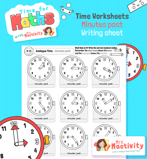 A worksheet for second graders to practice telling time by drawing clock hands for specific times. Telling Time to Five Minutes: Draw the Time Worksheet Image 5