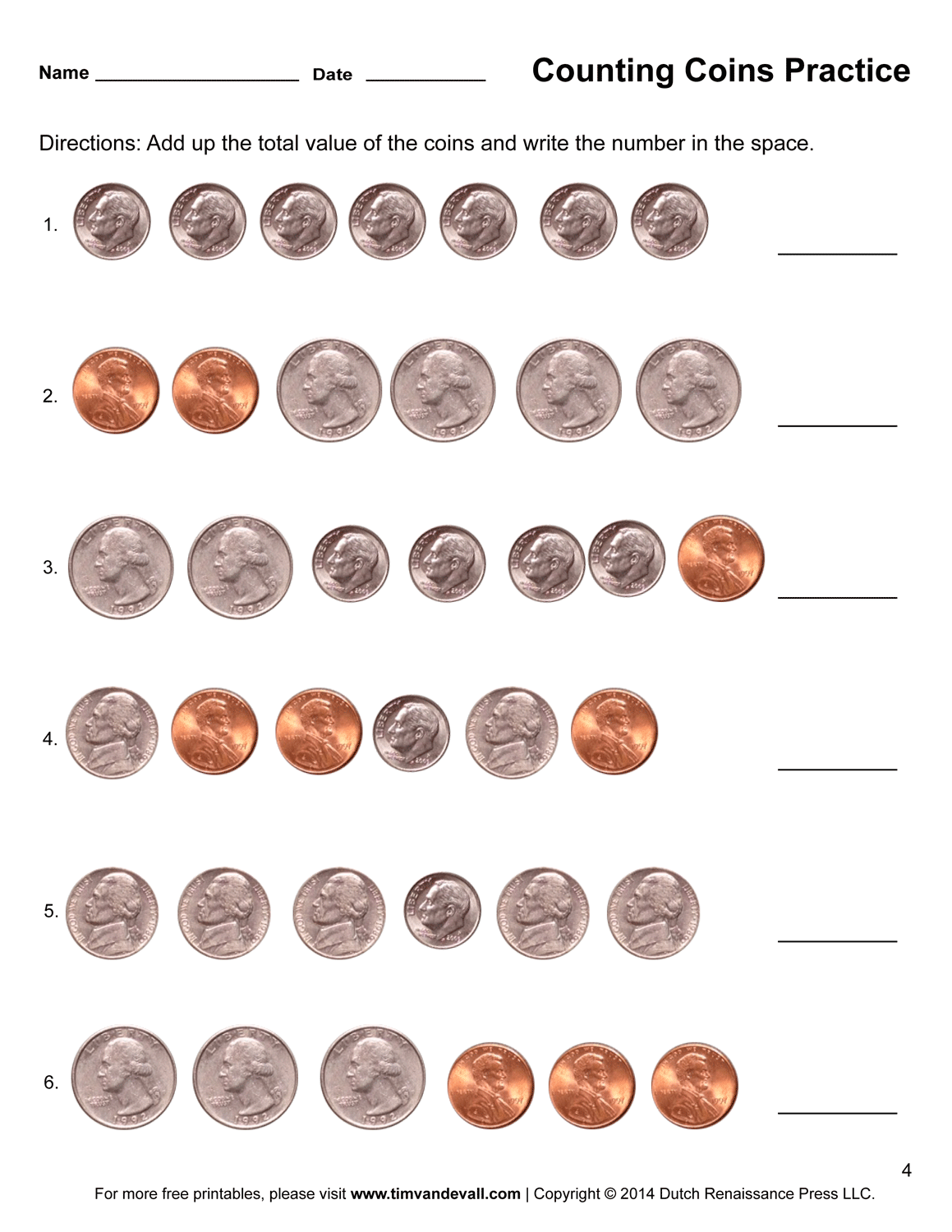 Coin and Dollar Addition Money Practice for Young Learners Second grade math worksheet showing coin and dollar addition practice problems for calculating money amounts needed to purchase items
