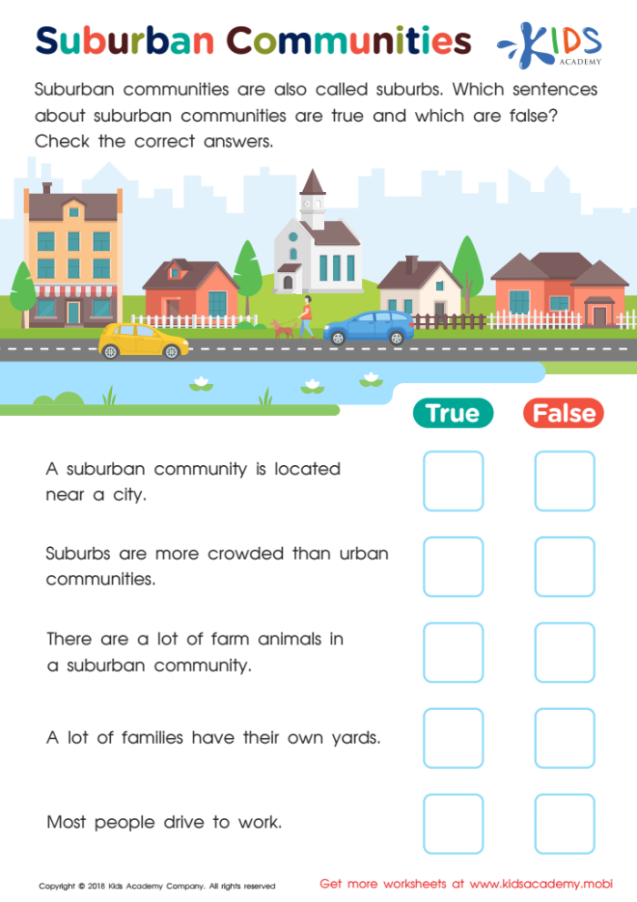 Three Types of Communities Vocabulary Worksheet for Second Grade 22 Second grade worksheet featuring a vocabulary activity about rural, urban, and suburban communities