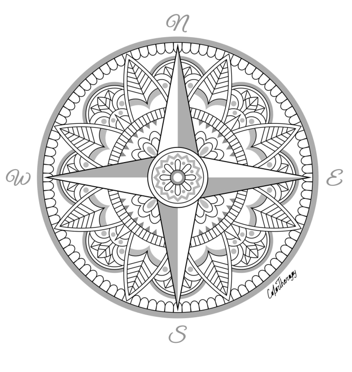 Compass rose coloring page worksheet for teaching directions to second graders