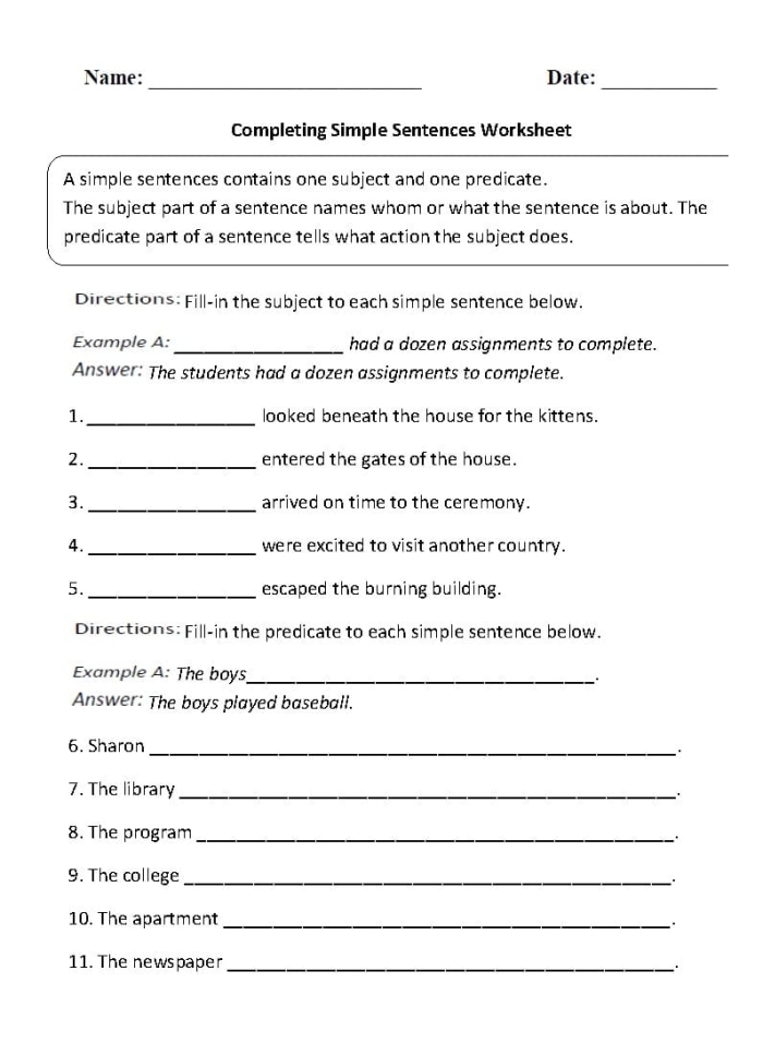 Engaging sentence completion activity for second graders focusing on syllables Complete the Sentence worksheet for practicing nouns and verbs in second grade