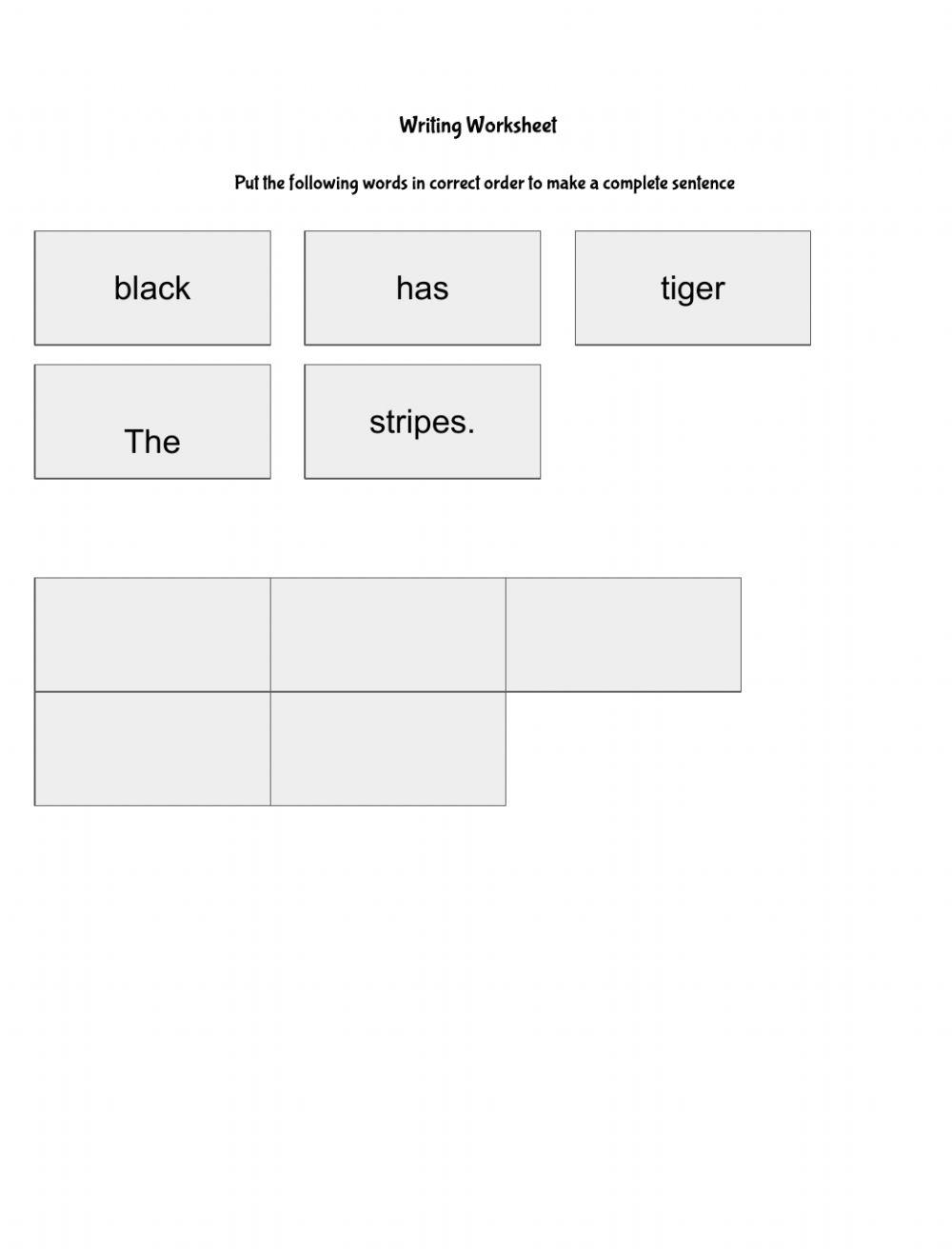 Interactive sentence completion activity for young learners in Grade 2 Complete the Sentence worksheet for second graders focusing on nouns and verbs