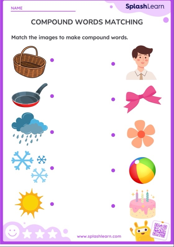 Word Addition Compound Words 3 Exercise for Elementary Learning Second grade students combining word parts to create compound words like goldfish on a worksheet activity