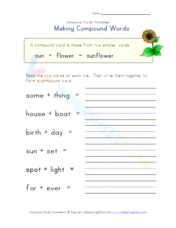 Students engaged in a Creating Compound Words worksheet activity