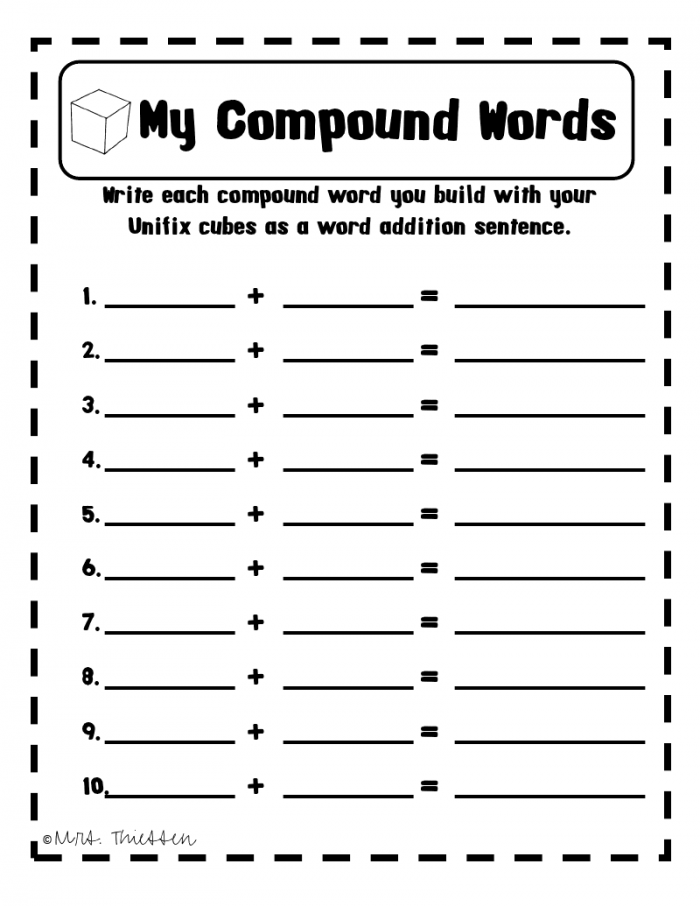 Word Addition Compound Words Worksheet 22 Second grade worksheet for building compound words by combining gold and fish